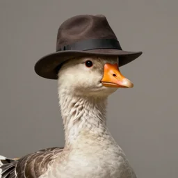 a goose with a beard, wearing a dark brown fedora. detailed matte painting, cgsociety, ultra hd, heif, by jonas de ro