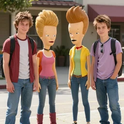 live action movie still of hollywood teenage actors in their roles as beavis and butthead