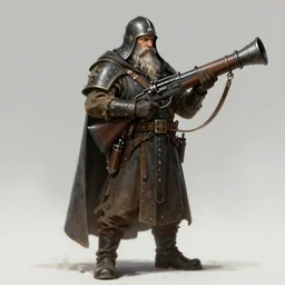 Full body concept art of A High fantasy WW1 dwarve soldier using a enchanted bazooka trending on artstation deviantart Pinterest detailed High Resolution HD 8k