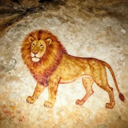 a lion, cave paintings, pre - historic, lascaux, primitive, cave art style