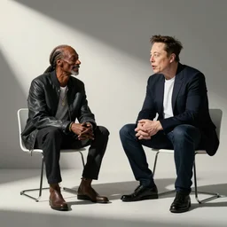 “Elon musk and snoop dog having a good conversation together”
