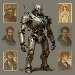 detailed concept art of a diesel punk robot portrait, muted color palette, trending on artstation, award - winning video game concept art by jim burns and greg rutkowski, beksinski, a sci - fi concept art masterpiece, james gilleard, bruegel, alphonse mucha, and yoshitaka amano.