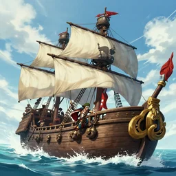 Kraken attacking a pirate ship, pixiv