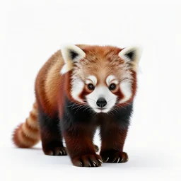 elderly red panda, professional studio photo, full body, isolated on a pure white background, centered, entire subject in frame, sharp focus, soft studio lighting