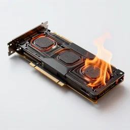 photo of an nvidia rtx gpu card on fire, flames, sharp focus, award - winning