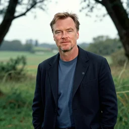 a portrait of a character in a scenic environment by Christopher Nolan
