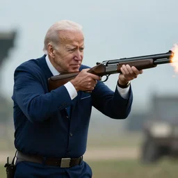joe biden is a terminator shooting a shotgun, cinematic, establishing shot, extremly high detail, photorealistic, cinematic lighting, artstation, style by James Gurney