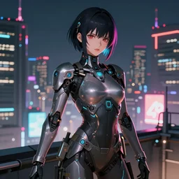 portrait anime visual futuristic female cyber warrior, on cyberpunk neon light tokyo rooftop, ssci - fi and fantasy, intricate and very beautiful, concept art, anime art by rossdraws and and magali villeneuve and luxearte and liya nikorov