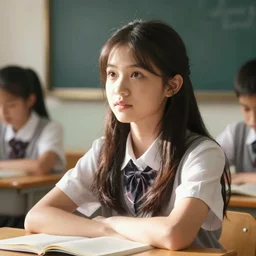 a girl in the classroom, artstation, ultradetailed