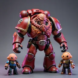 hyperrealistic rendering, flesh monster doom space marine by art of skinner and richard corben and jeff easley, product photography, eyeballs, wet, action figure, sofubi, studio lighting, colored gels