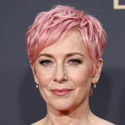 photo of a gorgeous 40-year-old Gillian Anderson with pink pixie cut hairstyle  by Mario Testino, detailed, head shot, award winning, Sony a7R -