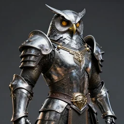 warrior with metal owl armour, highly detailed, 4k, HDR, smooth, sharp focus, hyper realistic, high resolution, award-winning photo