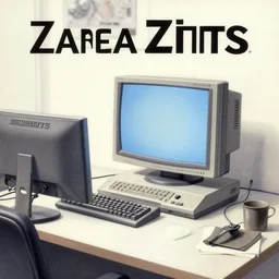 a 1 9 8 5 electronics ad depicting an office in the style of andy zito