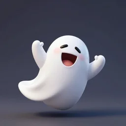 Goofball The Goofy Cartoon Ghost!, floating and laughing at his bald friend with a tv in-between them with a cartoon face on it looking at the ghost