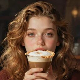 mocha cappuccino. digital art. pie in the face