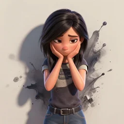 sad adult woman character portrait, by pixar, highly detailed, dynamic shadows, 4 k, splash art