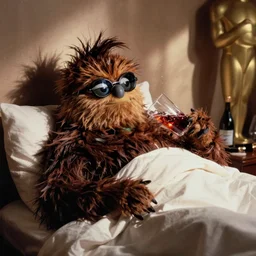 grainy candid 1980s photo of Oscar the Grouch waking up drunk after a wild party