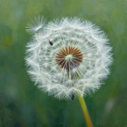 a beautiful fairytale painting of a dandelion seed that is also a fairy. dreamy beautiful painting by greg rutkowski