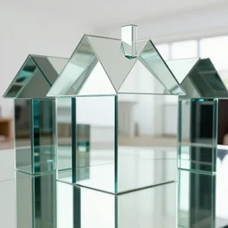 a photo of a house made of mirrors, mirror floors, mirror walls, mirror ceilings, all mirrors, reflecting, wet, dripping, water