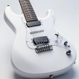 futuristic guitar white closeup artstation