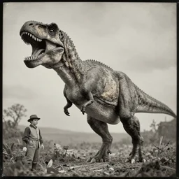 t - rex!!! roaring. low angle daguerreotype portrait photograph. inspired by gerard grom and studio ghibli!!! and ansel adams and zdzislaw beksinski. highly detailed. old timey.