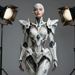 beautifull evil cyberpunk woman model, wearing organic ceramic fractal armor, luxury materials, symmetrical, cinematic, elegant, professional studio light, real dlsr photography, sharp focus, 4 k, ultra hd, sense of awe, high fashion
