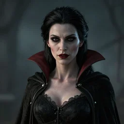 portrait of a lady vampire, 35mm, depth of field, DOF, ominous, sharp, detailed, photorealistic, octane render, high definition, 4k, artstation, donato giancola, Greg Rutkowski, steve mccurry, matthew benedict