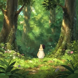 a wholesome animation key shot of a cute forest landscape on a sunny day, studio ghibli, pixar and disney animation, sharp, rendered in unreal engine 5, anime key art by greg rutkowski, bloom, dramatic, dynamic lighting