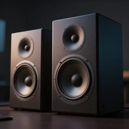 a concept art of high - end monitor speakers made in razor, cinematic lighting, 4 k,