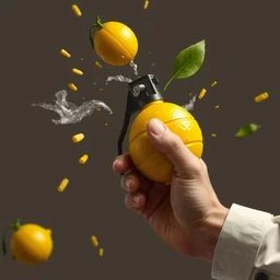 lemon throwing lemon hand grenade, artstation