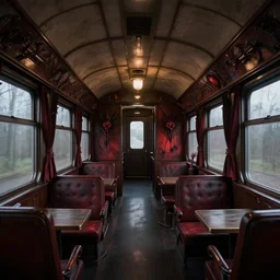 inside and endless demonic train carriage, photo