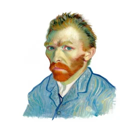 van gogh self portrait, isometric,