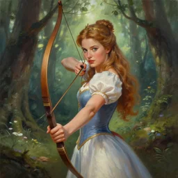 A beautiful digital painting of a lovely princess in the mirkwood forrest holding a bow and arrow looking at the camera by Stanley Artgerm Lau, frank frazetta, Rossdraws, James Jean, gerald brom, Andrei Riabovitchev, Marc Simonetti, and Sakimichan, trending on artstation