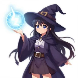a cute wizard girl conjuring a lightening ball, character art portrait, anime key visual, official media, illustrated by wlop, extremely detailed, 8 k, trending on artstation, cinematic lighting, beautiful,