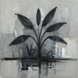 abstract painting of a black plant growing out of control, abstract