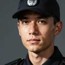 close up face male portrait of a swat tactical police officer.