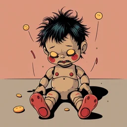 lonely broken toy doll, poster art by petros afshar, behance contest winner, funk art, concert poster, poster art, kinetic