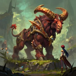 mount epic crimson primal direhorn screenshot world of warcraft mounts worldboss fantasy comics that looks like it is from borderlands by jesper ejsing, by rhads, makoto shinkai alena aenami artworks in 4 k beeple, thomas kinkade heartstone league of legends dofus overwatch