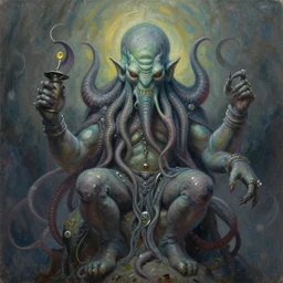 handsome portrait of cthulhu, oil on canvas, high budget