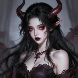 the portrait of chaotic evil sensual female necromancer overlord as absurdly beautiful, gorgeous, elegant, corrupted young girl, an ultrafine hyperdetailed illustration by kim jung gi, irakli nadar, intricate linework, bright colors, octopath traveler, final fantasy, unreal engine 5 highly rendered, global illumination, radiant light, detailed and intricate environment