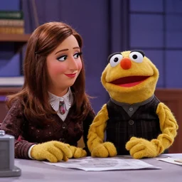 film still of muppet!!!!! pam beesly!!!! as a muppet muppet muppet as a muppet in the tv show the muppet office