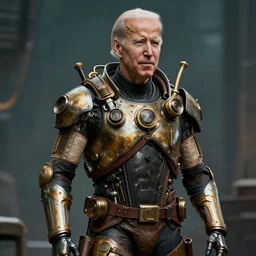 joe biden is a steampunk cyborg, scifi, hyper realistic, 8 k