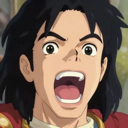 centered!! macro head portrait of medieval shouting!!!!!! king michael jackson, artstation, detailed cartoon, elegant, digital painting, concept art, smooth, sharp focus, illustration, ghibli, makoto shinkai, don bluth, fujita goro, jean giraud, akihiko yoshida, tom whalen 8 k
