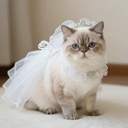 a cat wearing a wedding dress