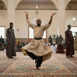Marine Lepen dancing with black guys in a mosque.