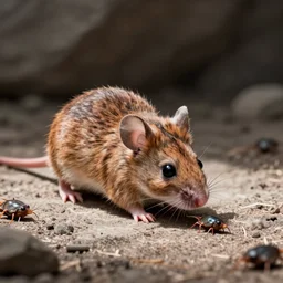 fuzzy alien mouse rolling an eye across the floor to distract prey