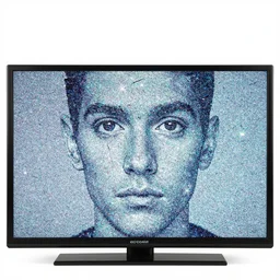 a tv showing static in the shape of a human face, 3 d render, octane, ray tracing, ultra detailed, photorealistic, ultra high resolution, 8 k