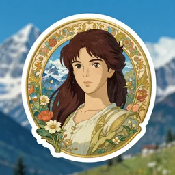 victo ngai cute swiss alps sticker decal design, highly detailed, high quality, digital painting, by ross tran and studio ghibli and alphonse mucha, artgerm