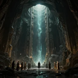 an ancient dark portal to another dimension inside a gigantic cavern+global illumination+dystopia+matrix+star wars+blade runner+4k octane render+Utopia+made by SEGA+volumetric light+futurism+4K Full HD+photoreal+photoreal+cinematic+futuristic+sublime atmosphere+imagined by simon bizley+Albert Bierstadt+Herbert James Draper+Arnold Bocklin+Caspar David Friedrich+Sir Lawrence+Alma-Tadema+Karl Heilmayer+JMW Turner+cinematic style