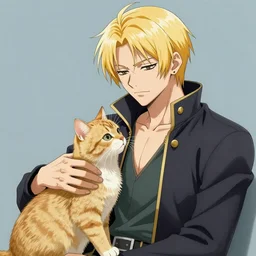 dio brando playing with a  short hair gold kitten